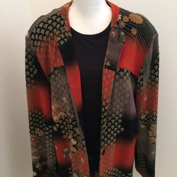 EUC Asian Inspired Pattern Long Knit Jacket - Picture 2 of 6